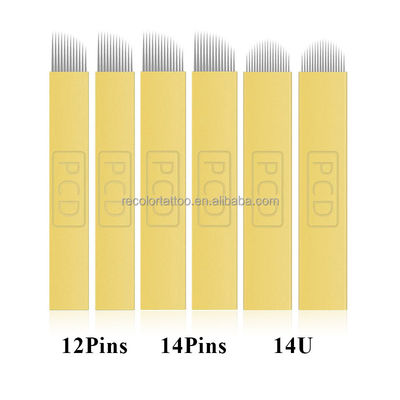 Private Label PCD12U 14U 19U 21U Microblading Tattoo Nadeln PCD Blades Permanent Make-up Blades Manuelle Augenbrauen Tattoo U Blade