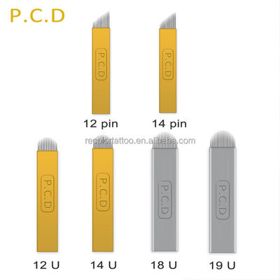 Private Label PCD12U 14U 19U 21U Microblading Tattoo Nadeln PCD Blades Permanent Make-up Blades Manuelle Augenbrauen Tattoo U Blade
