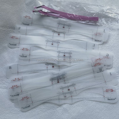12 Formen Augenbrauen Schablone Kopfband Augenbrauen Lineal Maße Formen Werkzeuge mit Augenbrauen Bleistift und Trimmer Mikroblading Zubehör