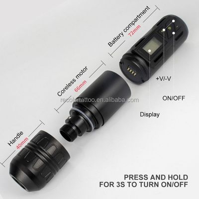 Private Label Portable Wireless Tattoo Machine Pen mit LED-Display Langer Betriebszeit Dreh-Tattoo-Pistole Dauermerkmal