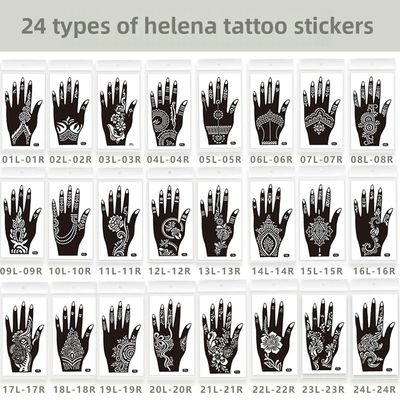 Private Label Handbemalte Temporäre Henna Tattoo Aufkleber Wassertransfer Design