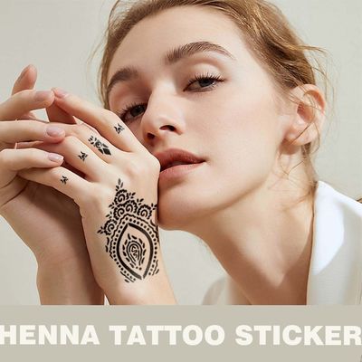 Private Label Handbemalte Temporäre Henna Tattoo Aufkleber Wassertransfer Design