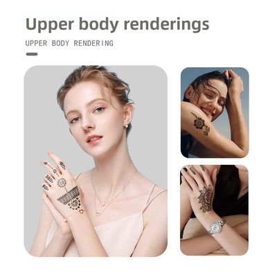 Private Label Handbemalte Temporäre Henna Tattoo Aufkleber Wassertransfer Design