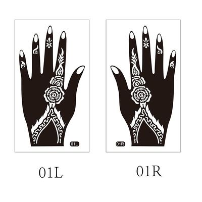Private Label Handbemalte Temporäre Henna Tattoo Aufkleber Wassertransfer Design