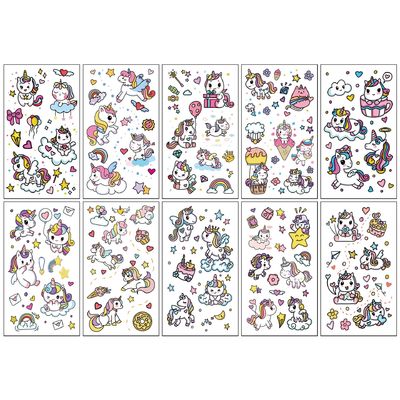 Zeichentrickfilm-Tattoosticker Wasserdichte Körperkunst für Kinder Süße Kinder & Meerjungfrau Dinosaurier Tiere