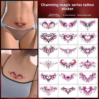 Privater Belly Love Couple Tattoo Aufkleber Neues Sexy Succubus Design für Brust Temporäres Body Art Papier Material
