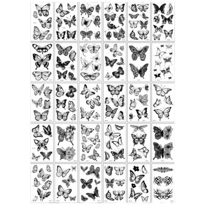 Neues schwarzes Schmetterling temporäres Tattoo-Aufkleber-Papier-Design für die Körperanwendung für Arm, Schlüsselbein, Brust
