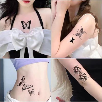Neues schwarzes Schmetterling temporäres Tattoo-Aufkleber-Papier-Design für die Körperanwendung für Arm, Schlüsselbein, Brust