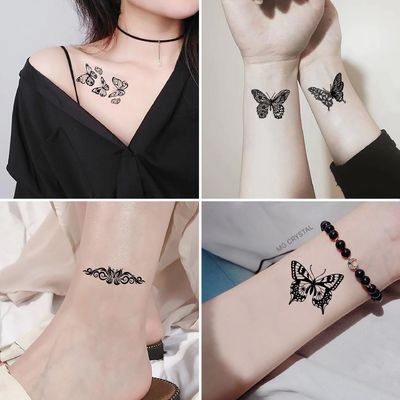 Neues schwarzes Schmetterling temporäres Tattoo-Aufkleber-Papier-Design für die Körperanwendung für Arm, Schlüsselbein, Brust