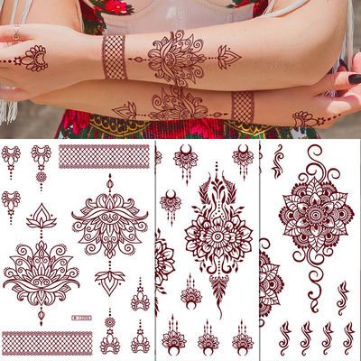 Neues braunes Spitzen-Henna-Tattoo-Aufkleber wasserfestes Papier-Design für temporäre Tattoos