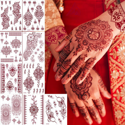 Neues braunes Spitzen-Henna-Tattoo-Aufkleber wasserfestes Papier-Design für temporäre Tattoos