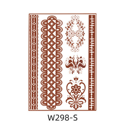 Europäisch-Amerikanisches Zinnoberrotes Geometrisches Muster Temporäres Körper Tattoo Wasserdicht Rot Braun Weiß Spitze für Partys