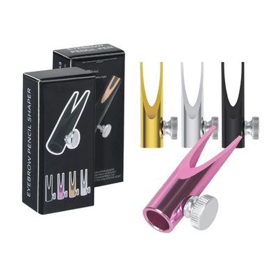 Zylindrischer Metall-Doppelseitiger U-förmiger Schlitz-Augenbrauenstift-Anspitzer Holz-Augenbrauenstift Permanent Make-up Zubehör