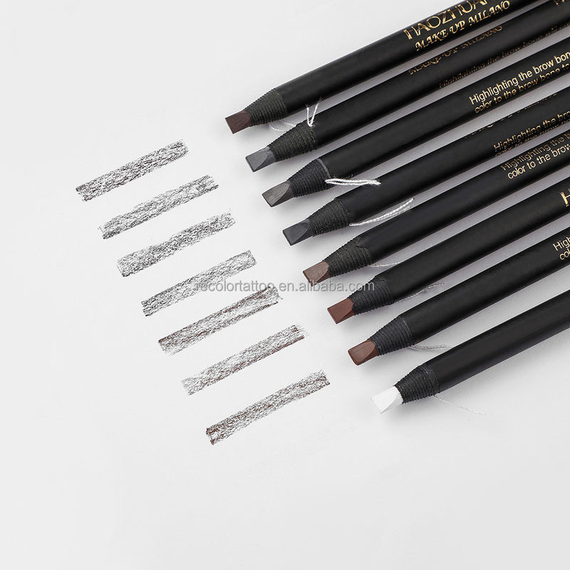 Personalisiertes Logo Weicher und harter Kern Augenbrauen Bleistift mit Weiß Rot Schwarz Braun Kaffeefarben Permanentes Make-up-Zubehör
