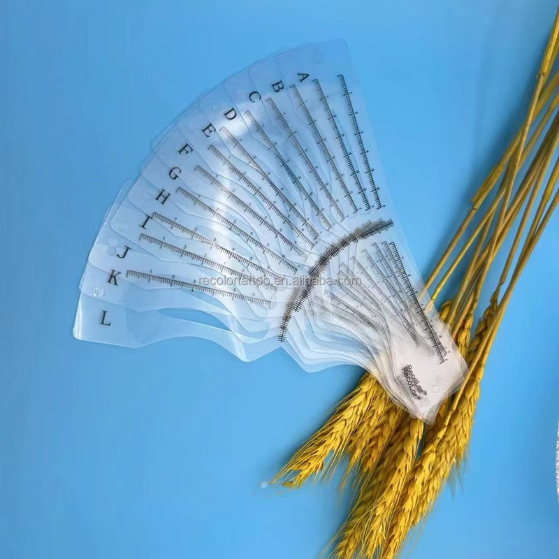 12 Formen Augenbrauen Schablone Kopfband Augenbrauen Lineal Maße Formen Werkzeuge mit Augenbrauen Bleistift und Trimmer Mikroblading Zubehör