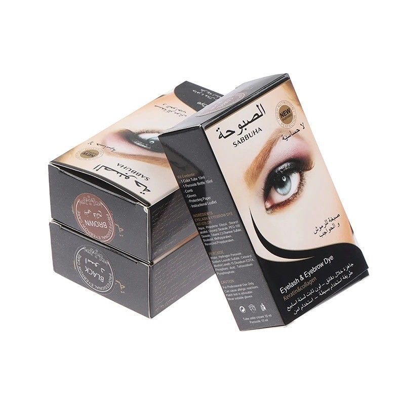 Private Label Henna Brow Dye Kit Wimpern und Augenbrauen Tint Gel in Braun Schwarz Kaffee Schnelle einfache Anwendung