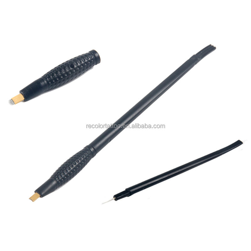 Neuer 2-in-1 Einweg-Microblading-Stift 18U 5R Klinge Feder Augenbrauen Semi-Permanent Make-up 3D Augenbrauen HairStrokes Lineal
