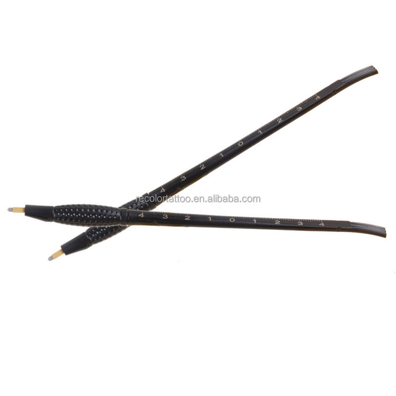 Neuer 2-in-1 18U Nano Blade Microblading Einwegstift Sterilisiert für dauerhaftes Pulver Schattenbrauen 3D Haarschläge mit Lineal