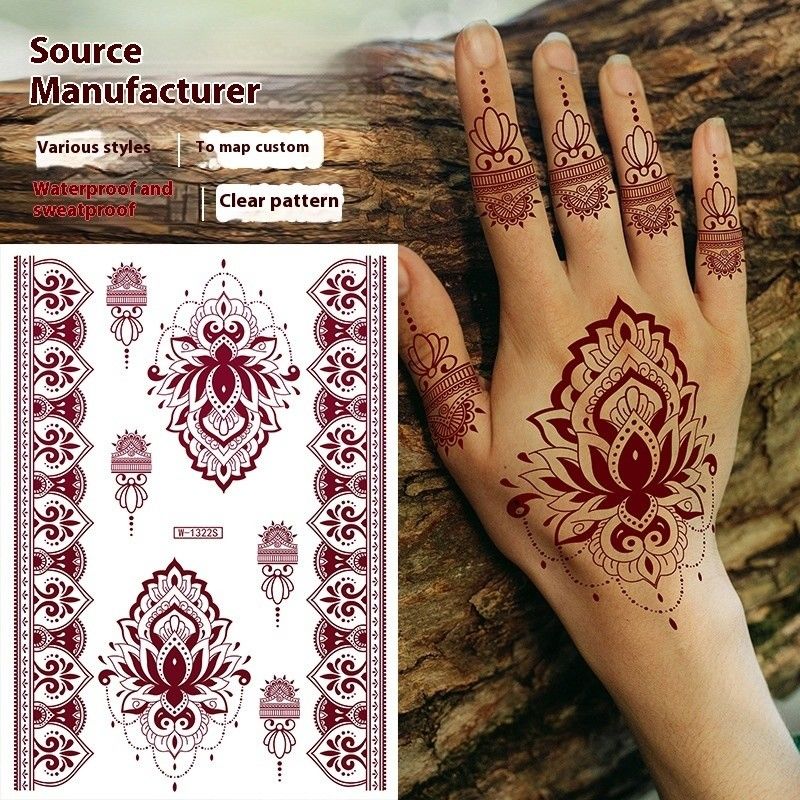 Neues braunes Spitzen-Henna-Tattoo-Aufkleber wasserfestes Papier-Design für temporäre Tattoos