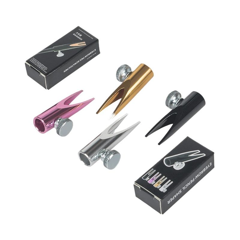 Zylindrischer Metall-Doppelseitiger U-förmiger Schlitz-Augenbrauenstift-Anspitzer Holz-Augenbrauenstift Permanent Make-up Zubehör