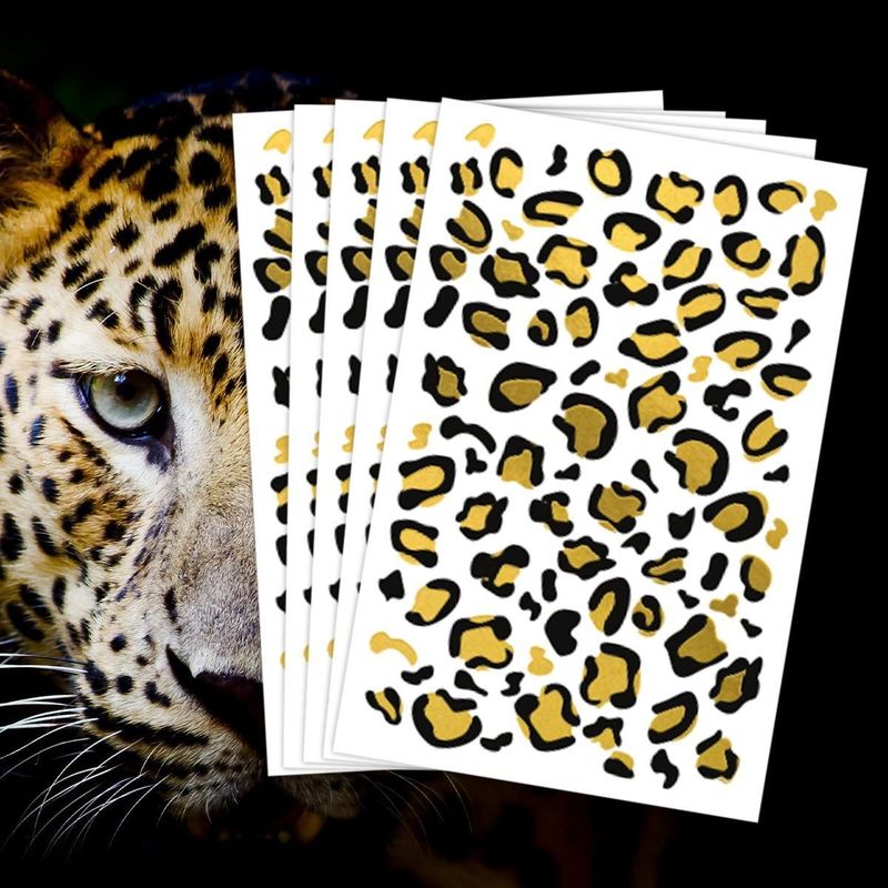 Kreuzspiegel-Gesicht Gepard Katze Schnurrhaare Leopard Tattoo Aufkleber Neu Druck Papier Körper Applikation mit Heißfolie für Halloween